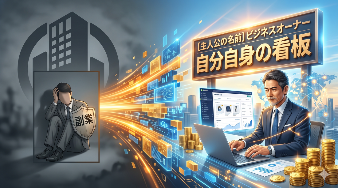 【自立への論理戦略】「副業」という甘えが引き起こす収益化の限界。50代会社員がECビジネス（Shopify）で会社の看板を捨て、真のビジネスオーナーへと進化するロードマップ