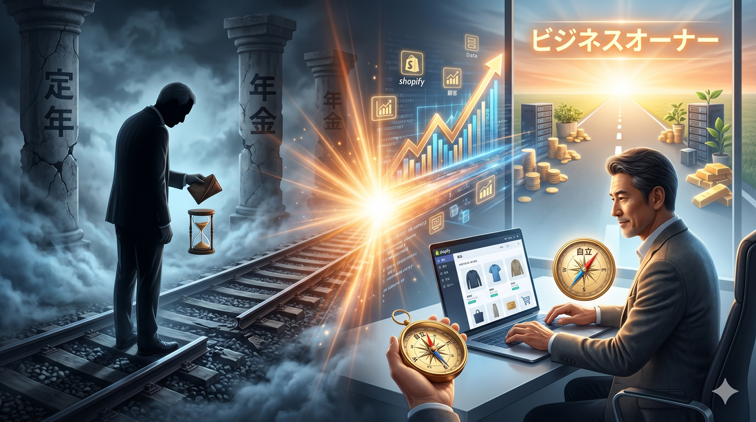 【年金崩壊時代のキャリア論理戦略】会社員は「自立」への準備期間。定年後のリスクを排除し、副業EC（Shopify）で生涯現役のビジネスオーナーになるロードマップ