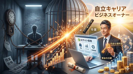 【自立へのキャリア戦略】「会社は卒業するもの」。終身雇用の呪縛を捨て、50代会社員が副業EC（Shopify）で自立したビジネスオーナーへと進化するロードマップ