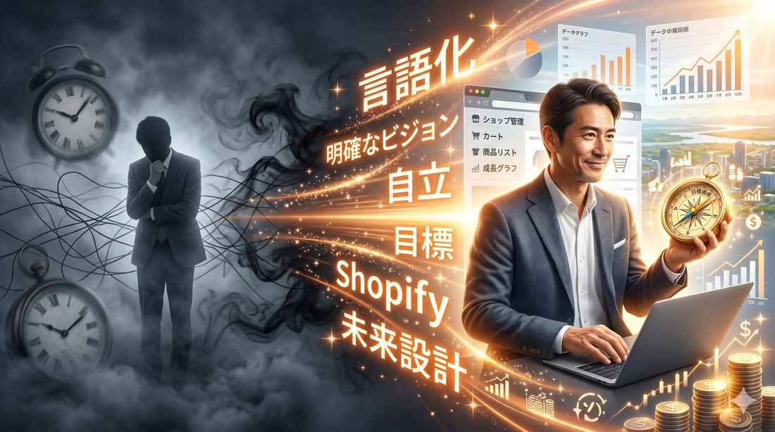 【キャリアの言語化戦略】「漠然とした不安」を放置する労働者マインドの限界。50代から副業EC（Shopify）とプロの伴走で「理想の未来」を具体化する論理的ロードマップ